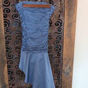 Cinq à Sept Women's Eliza Silk Strapless Asymmetrical Blue Dress 4